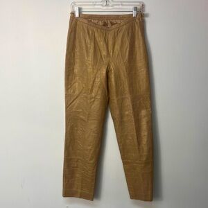 Pelle Studio Wilson's 1980s Vintage Tan Leather‎ Pants Embossed Women'sSize 6